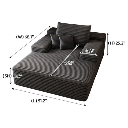 51.2 Corduroy 2-Seater Sofa - Cloud-Like Deep Seat, 600lb Capacity, No Assembly Required, with Ergonomic Pillows