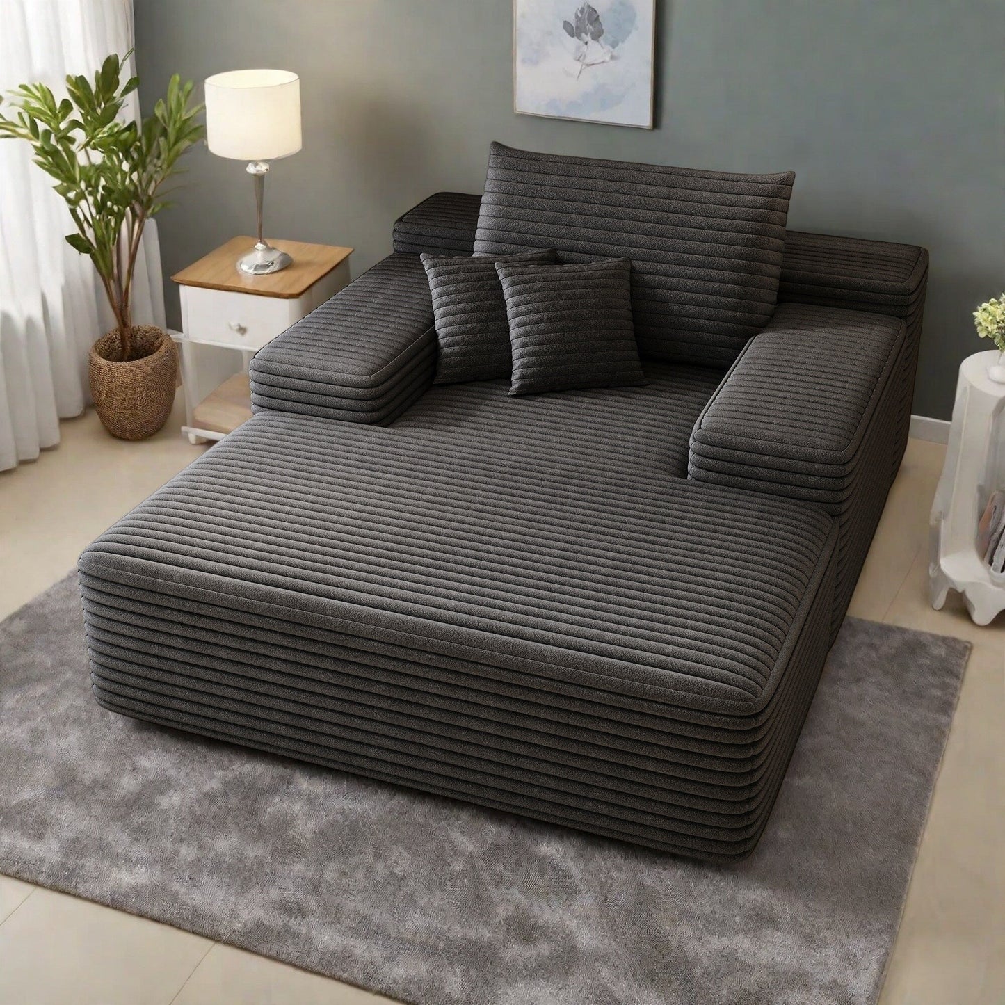 51.2 Corduroy 2-Seater Sofa - Cloud-Like Deep Seat, 600lb Capacity, No Assembly Required, with Ergonomic Pillows