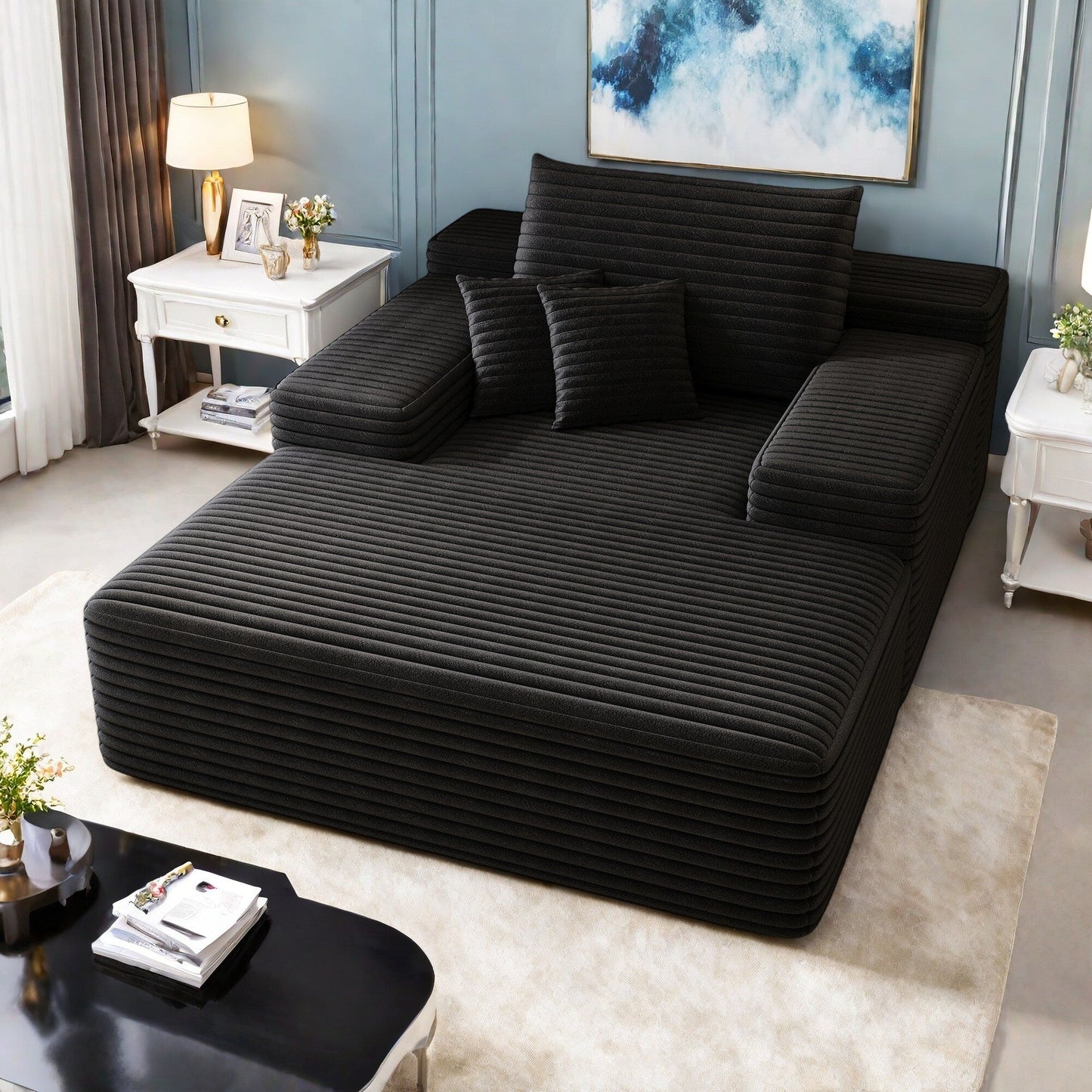 51.2 Corduroy 2-Seater Sofa - Cloud-Like Deep Seat, 600lb Capacity, No Assembly Required, with Ergonomic Pillows