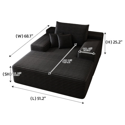 51.2 Corduroy 2-Seater Sofa - Cloud-Like Deep Seat, 600lb Capacity, No Assembly Required, with Ergonomic Pillows