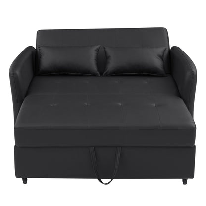51.57 PU Convertible Sleeper Sofa with 3 USB Ports, 400lb Capacity, and Pull-Out Bed Mechanism