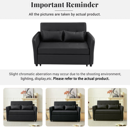 51.57 PU Convertible Sleeper Sofa with 3 USB Ports, 400lb Capacity, and Pull-Out Bed Mechanism