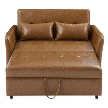 51.57 PU Convertible Sleeper Sofa with 3 USB Ports, 400lb Capacity, and Pull-Out Bed Mechanism