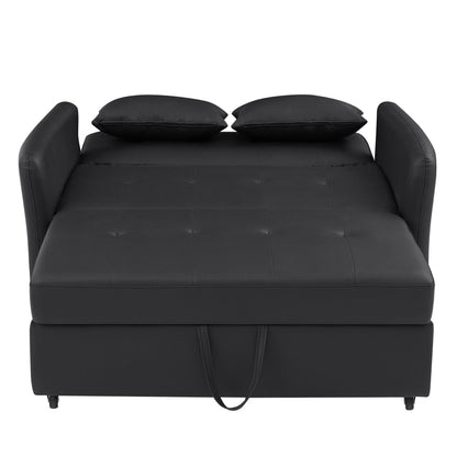 51.57 PU Convertible Sleeper Sofa with 3 USB Ports, 400lb Capacity, and Pull-Out Bed Mechanism