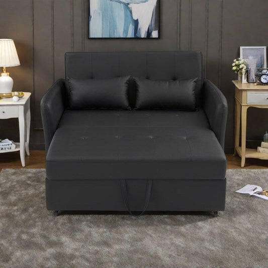 51.57 PU Convertible Sleeper Sofa with 3 USB Ports, 400lb Capacity, and Pull-Out Bed Mechanism