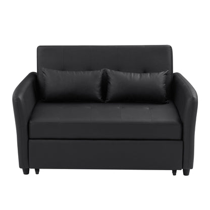 51.57 PU Convertible Sleeper Sofa with 3 USB Ports, 400lb Capacity, and Pull-Out Bed Mechanism