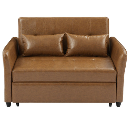 51.57 PU Convertible Sleeper Sofa with 3 USB Ports, 400lb Capacity, and Pull-Out Bed Mechanism