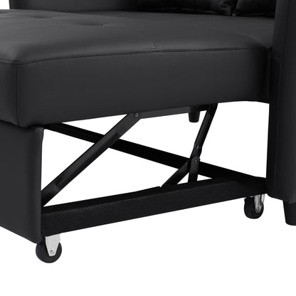 51.57 PU Convertible Sleeper Sofa with 3 USB Ports, 400lb Capacity, and Pull-Out Bed Mechanism