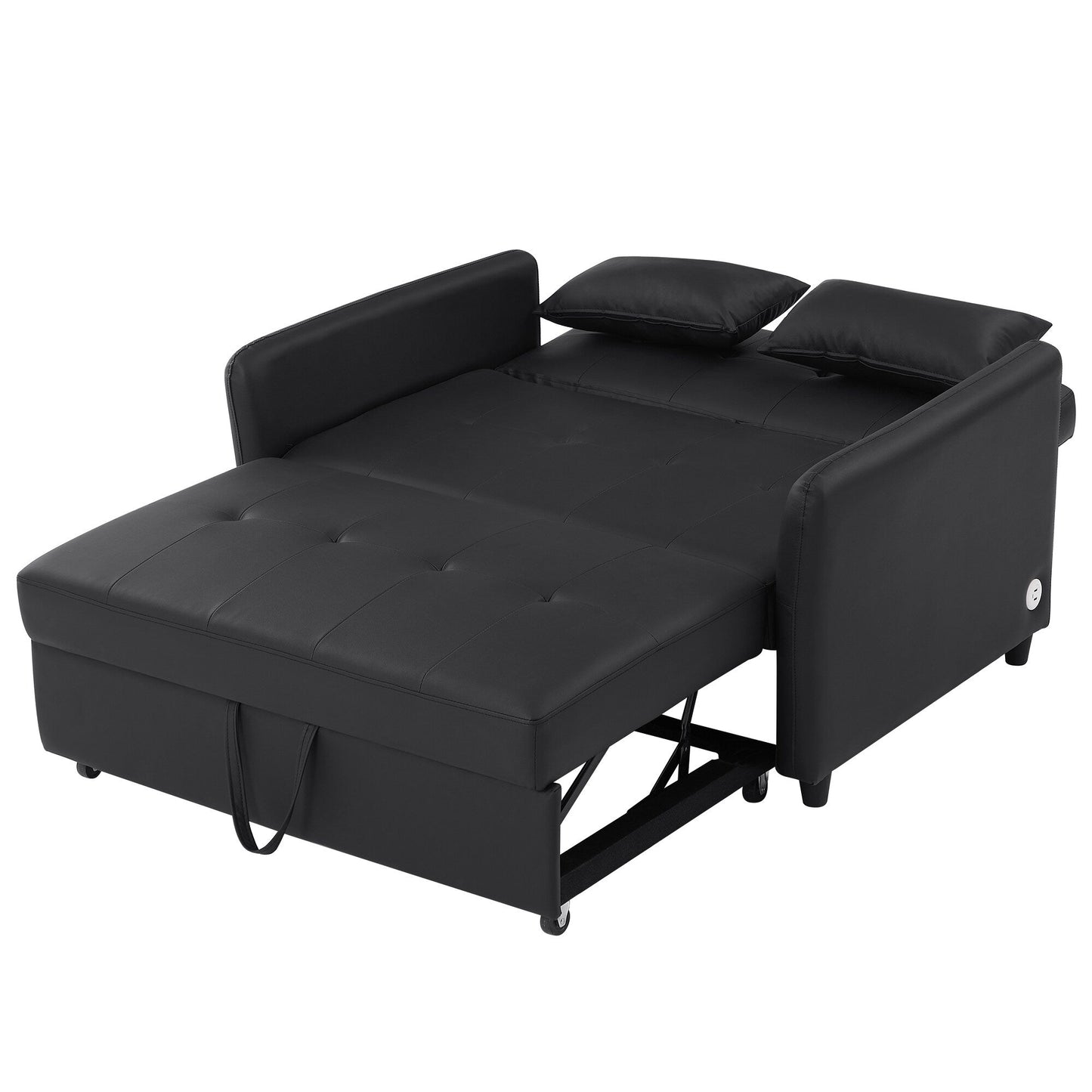 51.57 PU Convertible Sleeper Sofa with 3 USB Ports, 400lb Capacity, and Pull-Out Bed Mechanism