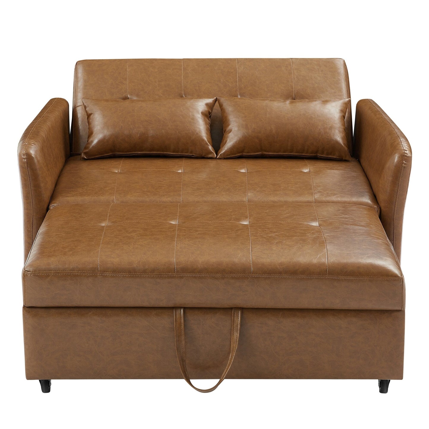51.57 PU Convertible Sleeper Sofa with 3 USB Ports, 400lb Capacity, and Pull-Out Bed Mechanism