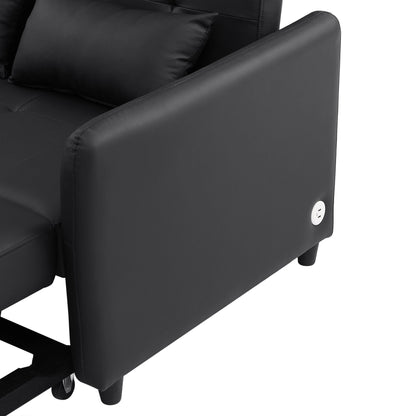 51.57 PU Convertible Sleeper Sofa with 3 USB Ports, 400lb Capacity, and Pull-Out Bed Mechanism