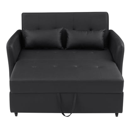 51.57 PU Convertible Sleeper Sofa with 3 USB Ports, 400lb Capacity, and Pull-Out Bed Mechanism