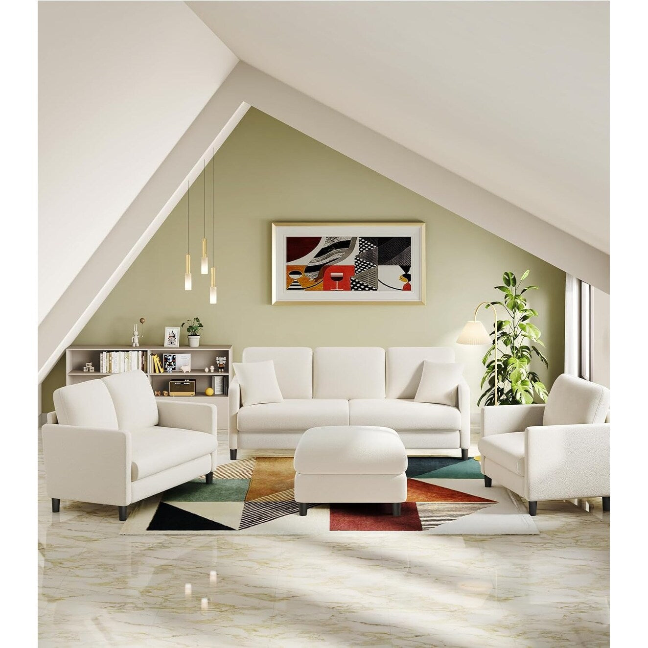 51 Comfy Teddy Loveseat Sofa for Small Spaces - All-Wood Frame, Tool-Free Setup Couch for Bedroom & Living Room, Beige