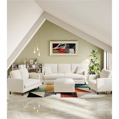 51 Comfy Teddy Loveseat Sofa for Small Spaces - All-Wood Frame, Tool-Free Setup Couch for Bedroom & Living Room, Beige