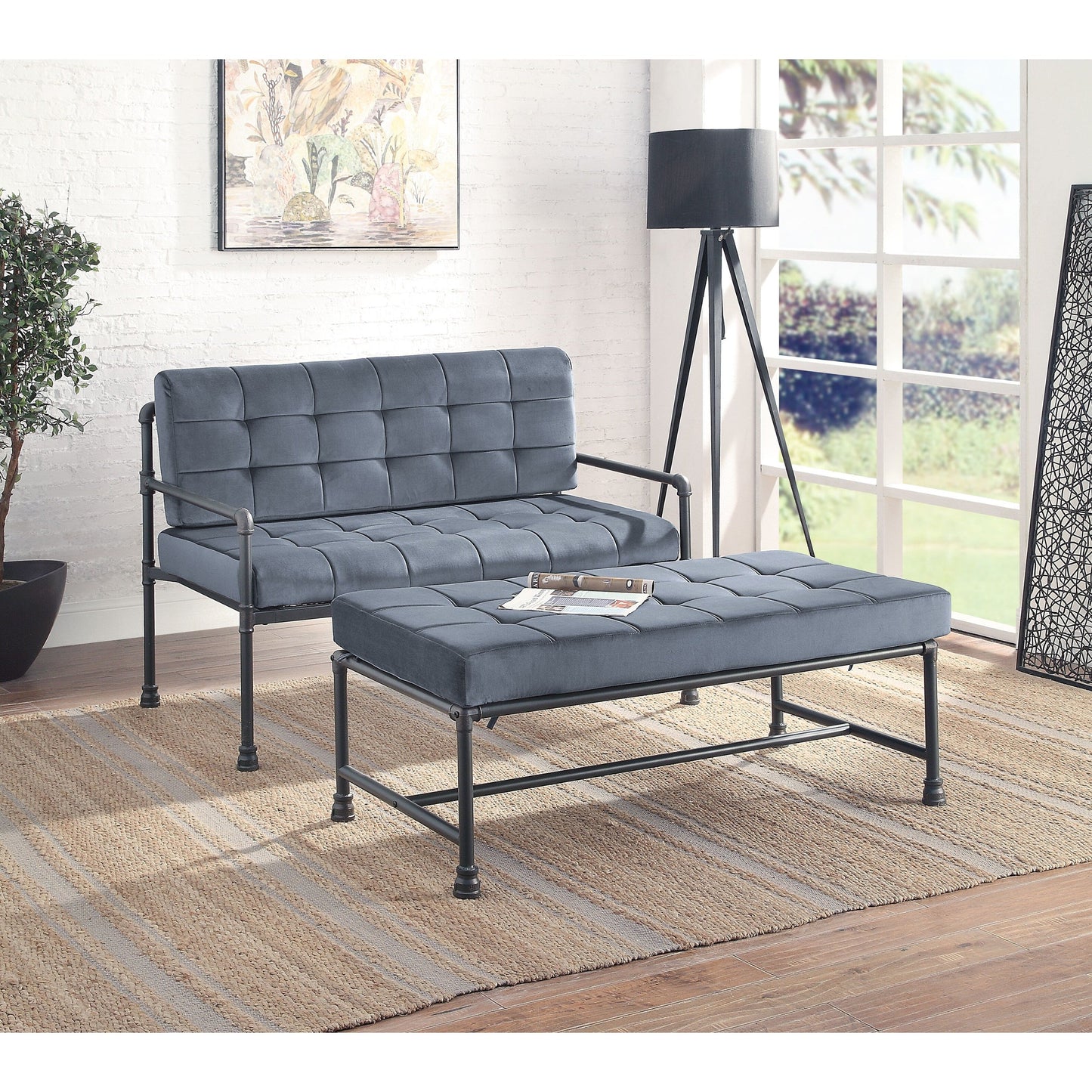 51 Velvet Button Tufted Loveseat Sofa with Memory Foam Seat Cushion for Living Room
