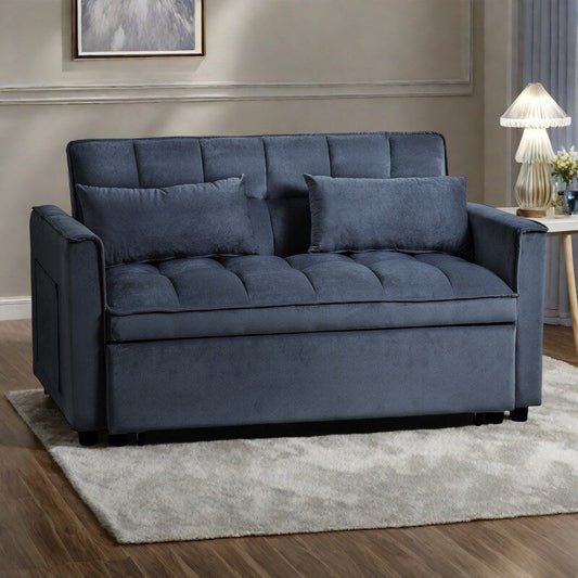 52.75 Velvet Convertible Sleeper Sofa with 3-Position Backrest and Pull-Out Bed