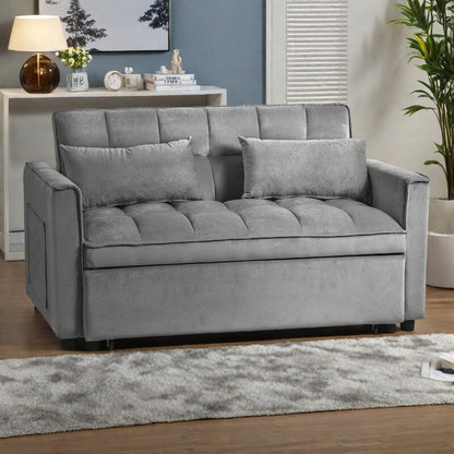 52.75 Velvet Convertible Sleeper Sofa with 3-Position Backrest and Pull-Out Bed