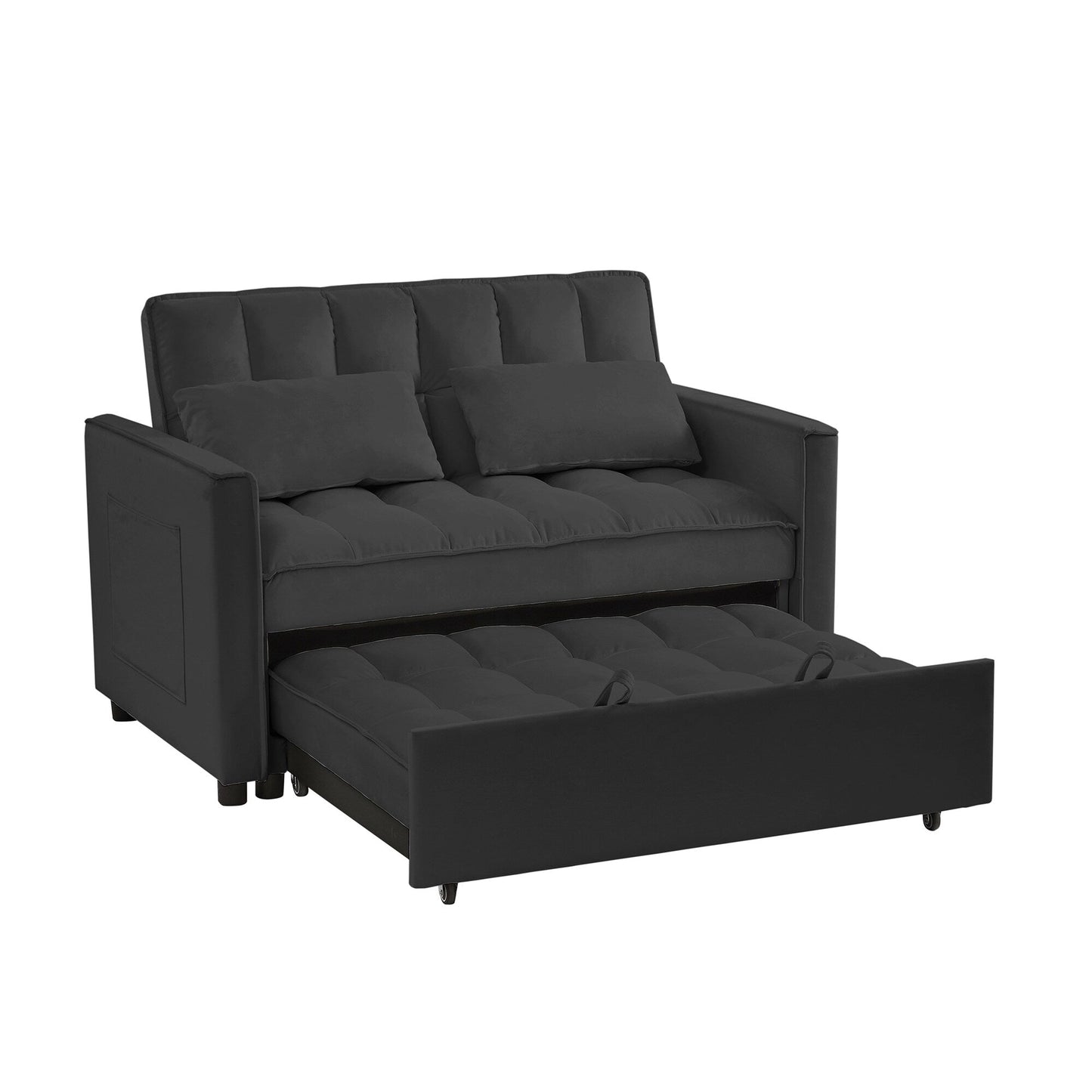 52.75 Velvet Modern 4-Seater Sleeper Sofa with Adjustable Backrest