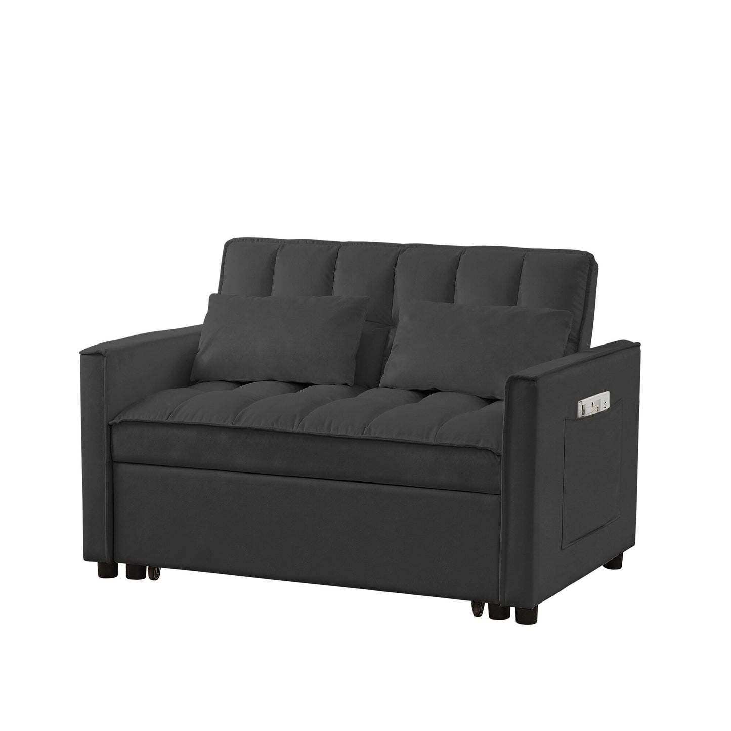 52.75 Velvet Modern 4-Seater Sleeper Sofa with Adjustable Backrest
