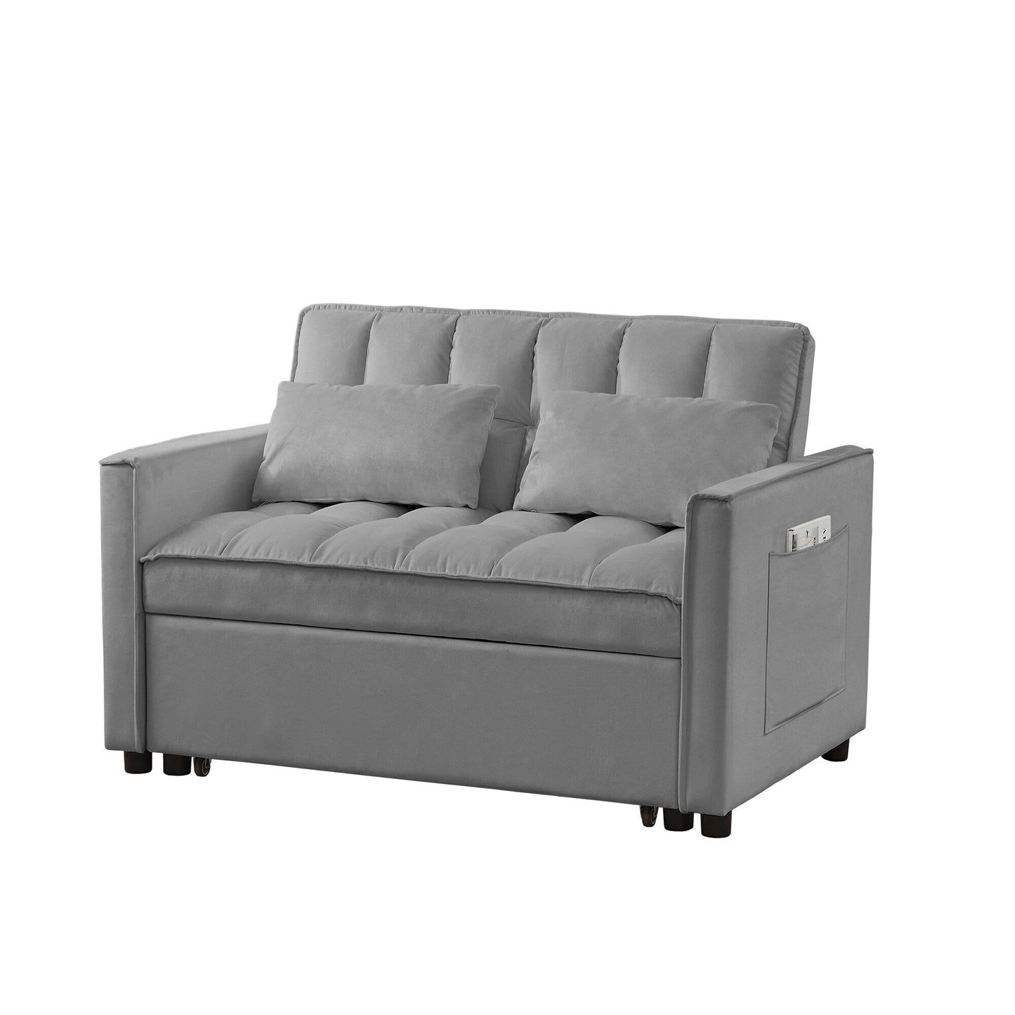 52.75 Velvet Modern 4-Seater Sleeper Sofa with Adjustable Backrest