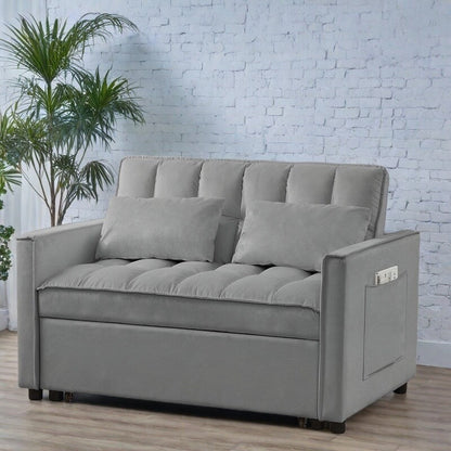 52.75 Velvet Modern 4-Seater Sleeper Sofa with Adjustable Backrest