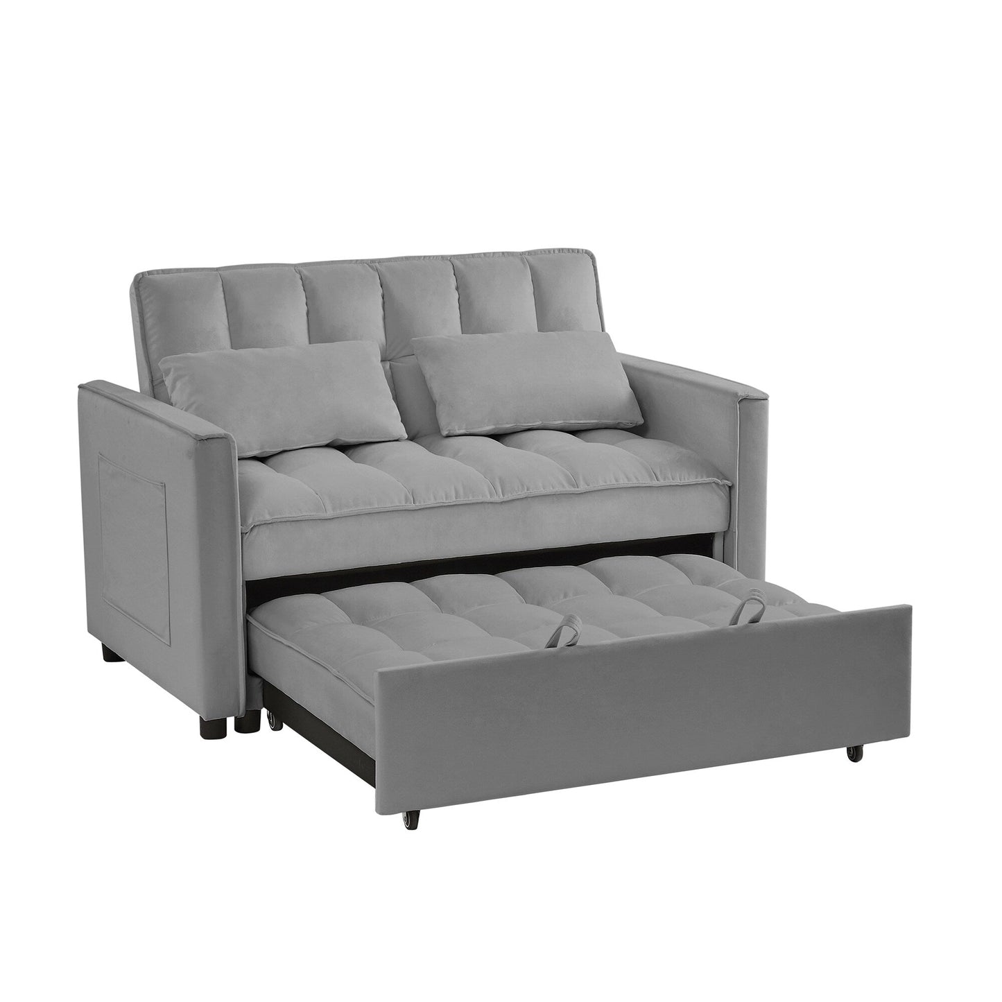 52.75 Velvet Modern 4-Seater Sleeper Sofa with Adjustable Backrest