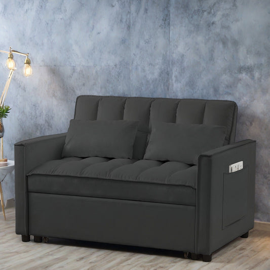 52.75 Velvet Modern 4-Seater Sleeper Sofa with Adjustable Backrest