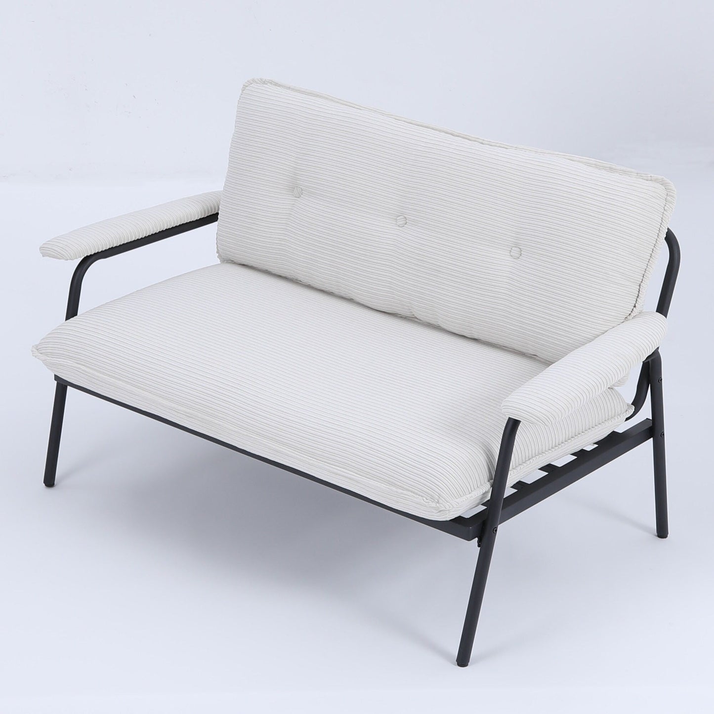 53 Inch Beige 2-Seater Sofa with Metal Frame for Small Spaces Polyester Blend Compact Modern Apartment Furniture