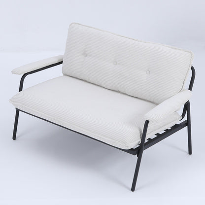 53 Inch Beige 2-Seater Sofa with Metal Frame for Small Spaces Polyester Blend Compact Modern Apartment Furniture