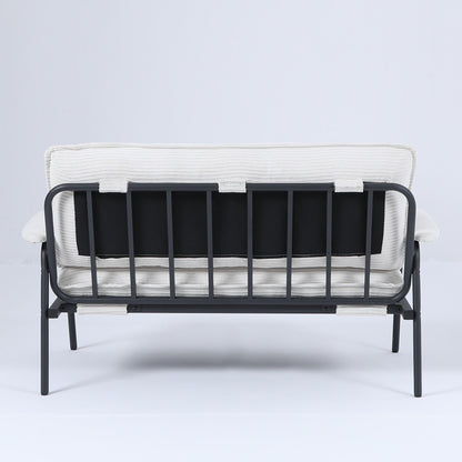 53 Inch Beige 2-Seater Sofa with Metal Frame for Small Spaces Polyester Blend Compact Modern Apartment Furniture