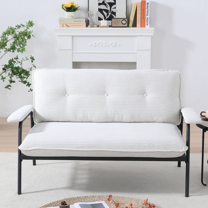 53 Inch Beige 2-Seater Sofa with Metal Frame for Small Spaces Polyester Blend Compact Modern Apartment Furniture