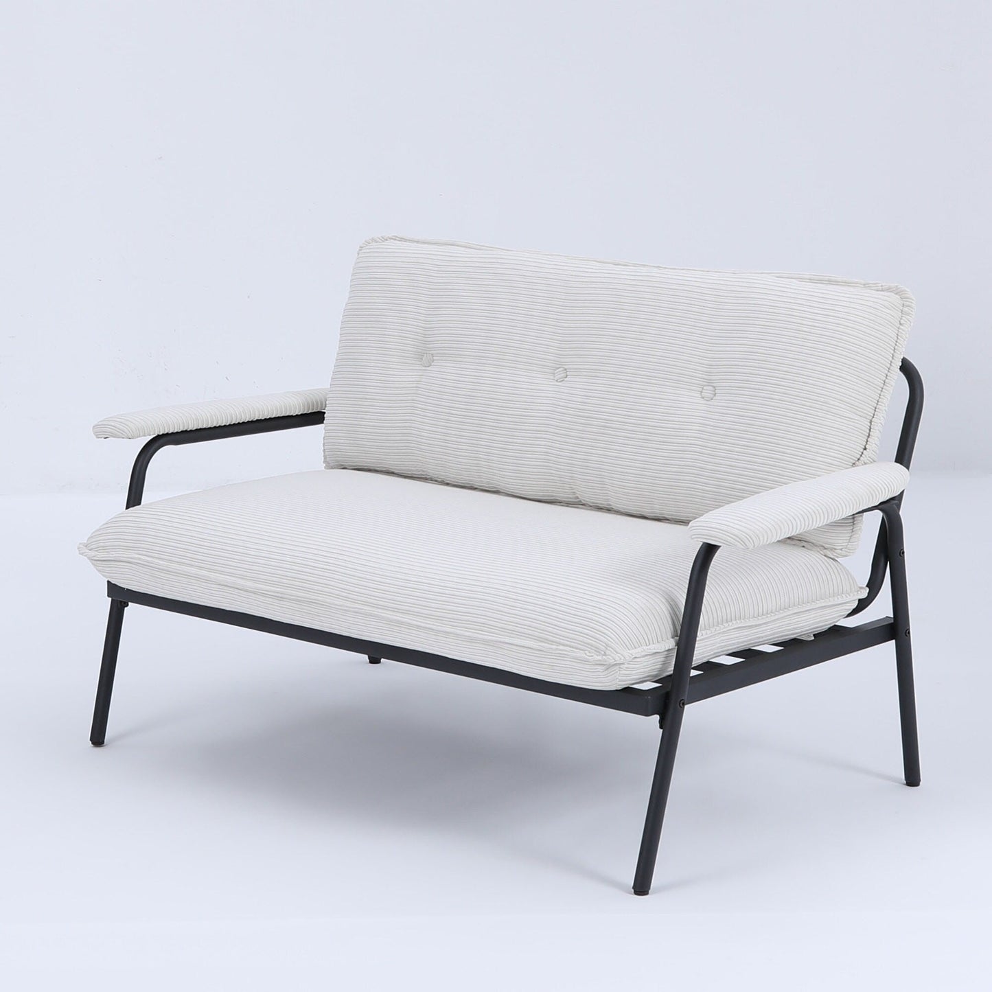 53 Inch Beige 2-Seater Sofa with Metal Frame for Small Spaces Polyester Blend Compact Modern Apartment Furniture