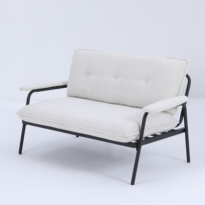 53 Inch Beige 2-Seater Sofa with Metal Frame for Small Spaces Polyester Blend Compact Modern Apartment Furniture