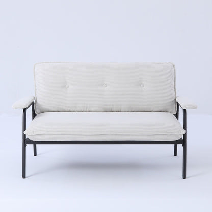 53 Inch Beige 2-Seater Sofa with Metal Frame for Small Spaces Polyester Blend Compact Modern Apartment Furniture