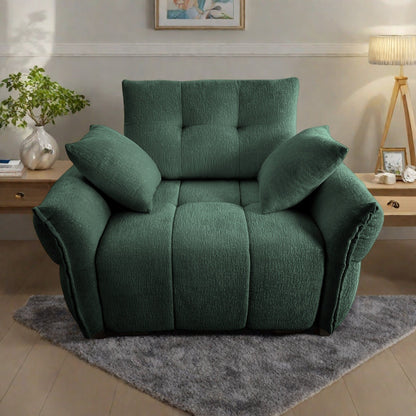 53.94 Chenille 1-Seater Sofa with High-Resilience Support Cushions and Throw Pillows