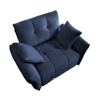 53.94 Chenille 1-Seater Sofa with High-Resilience Support Cushions and Throw Pillows