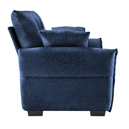 53.94 Chenille 1-Seater Sofa with High-Resilience Support Cushions and Throw Pillows