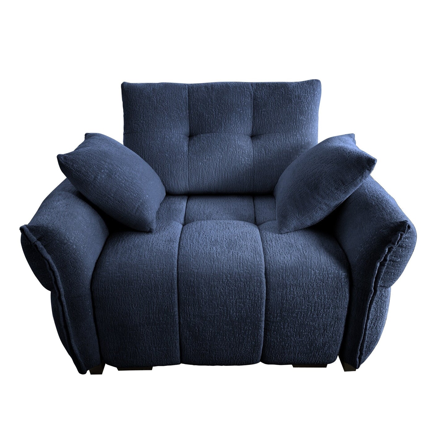 53.94 Chenille 1-Seater Sofa with High-Resilience Support Cushions and Throw Pillows
