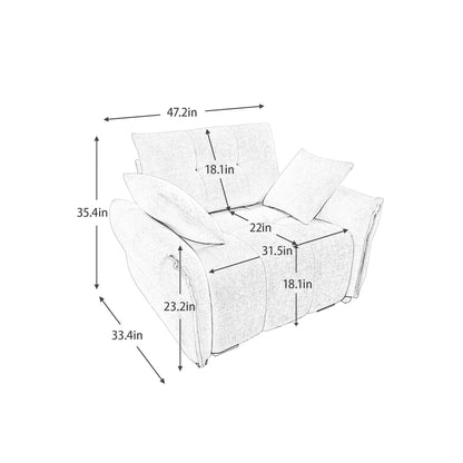 53.94 Chenille 1-Seater Sofa with High-Resilience Support Cushions and Throw Pillows