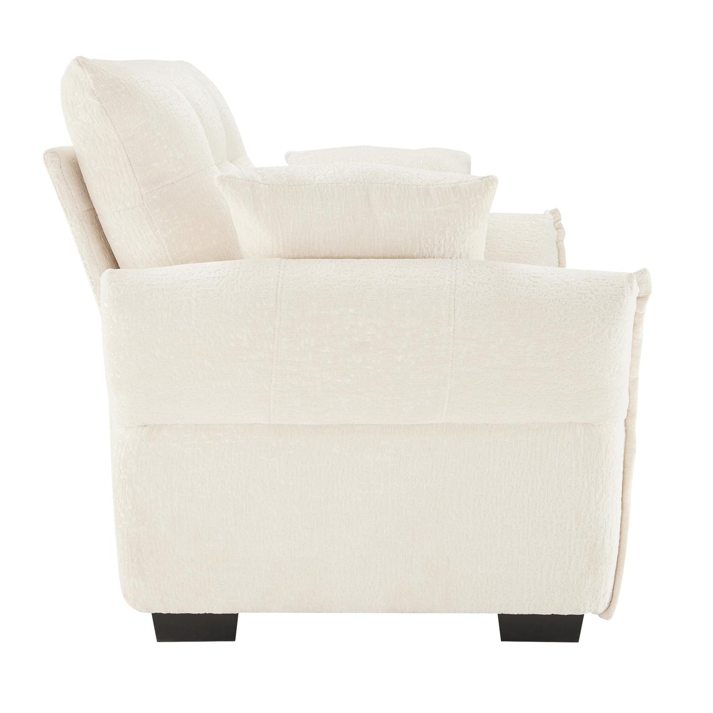 53.94 Chenille 1-Seater Sofa with High-Resilience Support Cushions and Throw Pillows