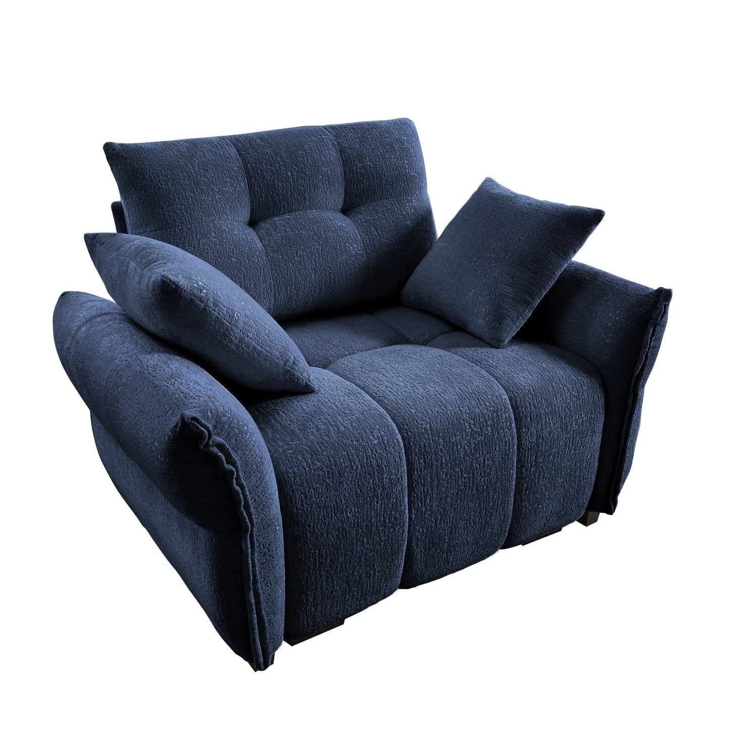 53.94 Chenille 1-Seater Sofa with High-Resilience Support Cushions and Throw Pillows