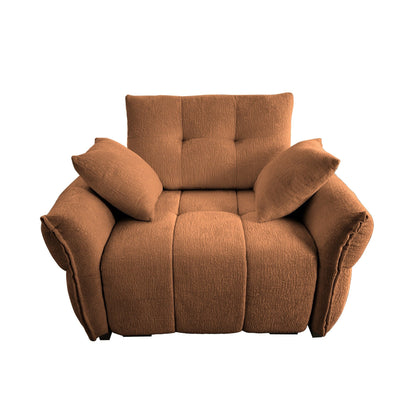53.94 Chenille 1-Seater Sofa with High-Resilience Support Cushions and Throw Pillows