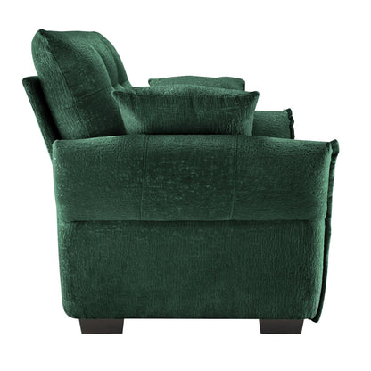 53.94 Chenille 1-Seater Sofa with High-Resilience Support Cushions and Throw Pillows