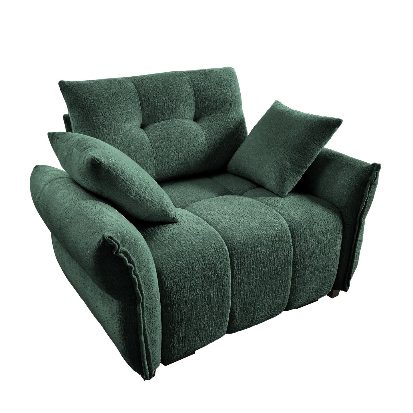 53.94 Chenille 1-Seater Sofa with High-Resilience Support Cushions and Throw Pillows