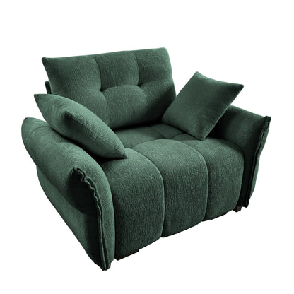 53.94 Chenille 1-Seater Sofa with High-Resilience Support Cushions and Throw Pillows