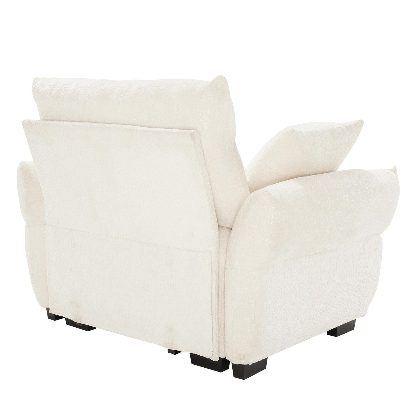 53.94 Chenille 1-Seater Sofa with High-Resilience Support Cushions and Throw Pillows