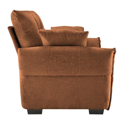53.94 Chenille 1-Seater Sofa with High-Resilience Support Cushions and Throw Pillows