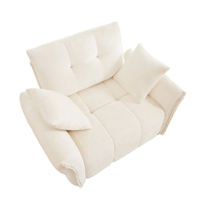 53.94 Chenille 1-Seater Sofa with High-Resilience Support Cushions and Throw Pillows