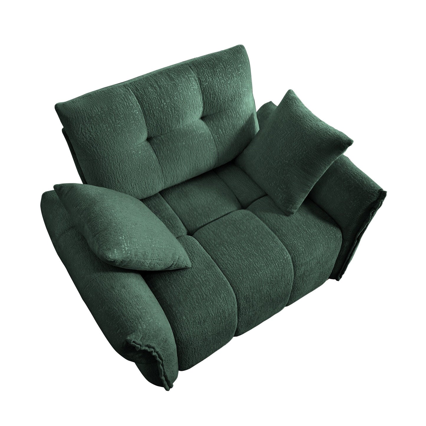 53.94 Chenille 1-Seater Sofa with High-Resilience Support Cushions and Throw Pillows