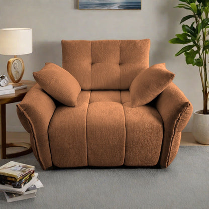 53.94 Chenille 1-Seater Sofa with High-Resilience Support Cushions and Throw Pillows